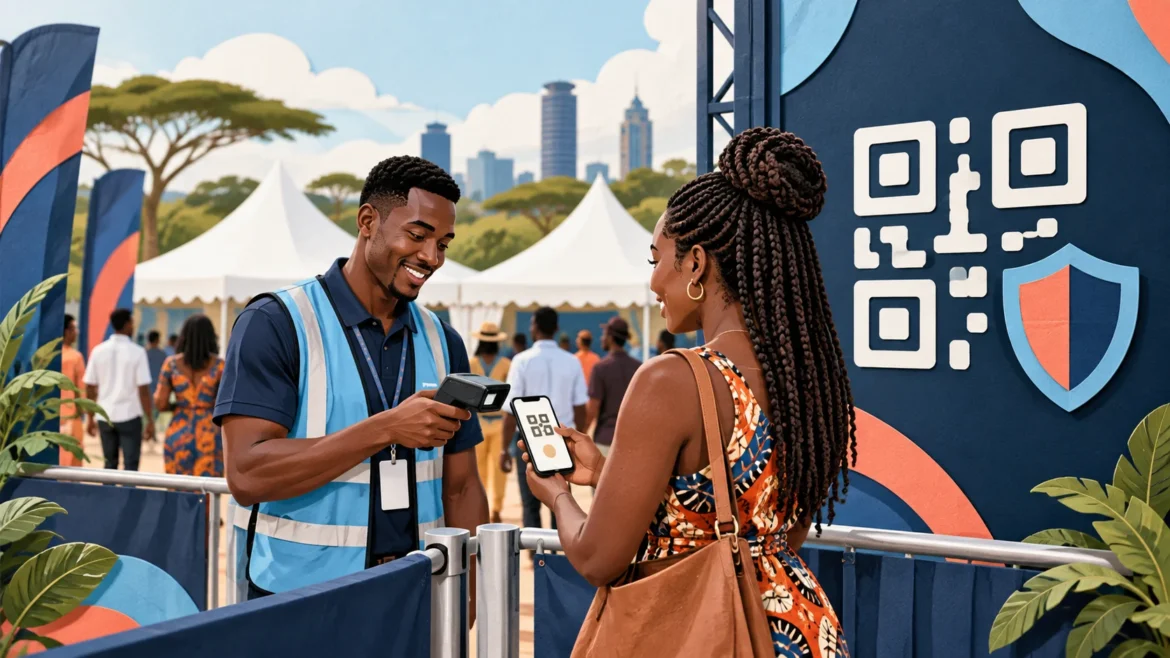 Event staff scanning a QR ticket at an entrance